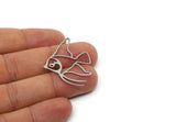 Steel Fish Charm, 6 Stainless Steel Fish Charms, Findings (37x30x0.80mm) SMP3061