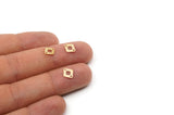 Brass Diamond Charm, 24 Raw Brass Diamond Charms With 2 Holes, Findings (9x7.5x0.40mm) F019