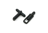Black Cufflink Blank, 4 Oxidized Black Brass Cufflinks A0649