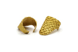 Brass Ring, Raw Brass Adjustable Fish Scale Rings (28mm) E412