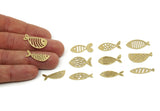Brass Fish Charm, Raw Brass Fish Charms, Blanks, Findings SMP3089