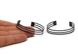 Black Bracelet Blank, 2 Oxidized Black Brass Flat Bracelet With 2 Holes, Bracelet Findings (145x10x1mm) SMP0848 A3005