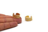Brass Ethnic Ring, Raw Brass Fish Scale Textured Adjustable Ethnic Rings (10mm) E406