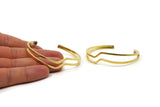 Brass Bracelet, Raw Brass Bracelet Double Wire İrregular Shaped Bangle (61x13x2mm) BRC188