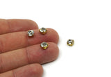 Brass Bead, 8 Raw Brass Crystal Diamond Rhinestones Setting 4 Hole Slider Stones Pad SS28 F107