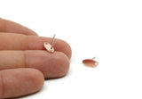 Copper Oval Earring, 8 Raw Copper Oval Stud Earrings With 1 Hole (12x5x0.80mm) M02111