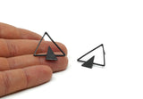 Black Triangle Earring, 4 Oxidized Brass Black Triangle Earring Posts, Pendants, Findings (29.5x29x1.2mm) E374 S763