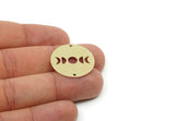 Customized Charm, For Jewelry Making Brass/Steel/Copper Geometric Shaped Moon Phases Charm With 2 Holes, Round Jewelry (25mm) SMP3175