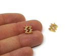 Gold Aquarius Charm, Gold Plated Aquarius, Cubic Zircon, 2 CZ Pave Aquarius Charms, Zircon Charm Pendants With 1 Loop (13x10mm) SY0231