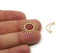 Brass Dangle Charm, Raw Brass Sun And Crescent Moon Shaped Charms With 3 Loops, Findings (43x23x0.60mm) SMP3298