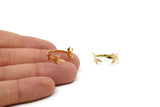 Brass Leaf Ring - 5 Raw Brass Adjustable Leaf Ring Settings (16x17mm / 23 Gauge) MN22