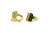Brass Ring, 2 Raw Brass Adjustable Square Rings N0095