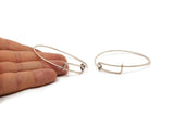 Silver Bracelet, 2 Antique Silver Plated Brass Adjustable Bracelet Bangle Cuff (59x9x1.6mm) V056 V078