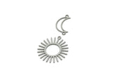 Steel Dangle Charm, Stainless Steel Sun And Crescent Moon Shaped Charms With 3 Loops, Findings (43x23x0.80mm) SMP3298