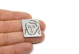 Customized Geometric Charm, For Jewelry Making Brass/Steel/Copper Rectangle Face Charm With 1 Loop, Personalized Jewelry (32x24mm) SMP3189