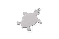 Steel Turtle Charm, 8 Stainless Steel Turtle Shaped Charms With 1 Loop, Earring Charm Findings (27x22x0.80mm) SMP2717