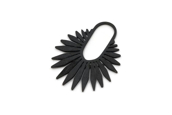 Black Sun Charm, 4 Oxidized Black Brass Sun Charms, Rising Sun Charms, Findings (30x25x0.80mm) SMP2440 Y162