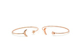 Rose Gold Cuff, Rose Gold Lacquer Plated Brass Open Bangles With Moon And Star Ending BS 2028 Q0008