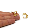 Brass Diamond Ring, 2 Raw Brass Diamond Shape Adjustable Rings N0066