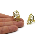 Spider Web Ring, 2 Raw Brass Adjustable Spider Web Rings N0033
