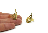 Brass Wing Ring, 2 Raw Brass Adjustable Wing Rings N0039