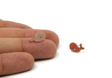Copper Whale Earring, 8 Raw Copper Tiny Whale Shaped Stud Earrings, Animal Jewelry, Findings (7.5x15x0.80mm) SMP2917 SY0383 SY0420