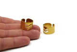 Brass Ring, 4 Raw Brass Adjustable Chevron Rings A0885