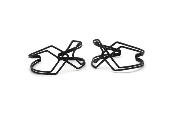 Black Boho Cuff, Oxidized Black Brass Wire Bracelet Bangle Brc140