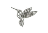Steel Bird Charm, 6 Stainless Steel Hummingbird Shaped Charms, Findings (37x39x0.80mm) SMP3083