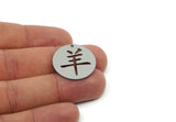 Chinese Goat Zodiac, Brass/Steel/Copper Geometric Shaped Yang Character Charms With 1 Hole, Year Of The Sheep Necklace (25x0.80mm) SMP3257