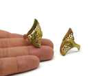 Brass Flower Ring, 2 Raw Brass Adjustable Flower Rings N0036