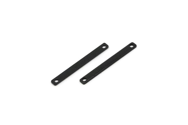 Tiny Bar Charm, 12 Oxidized Black Brass Bar Charms With 2 Holes, Connector Findings (25x2.5x0.80mm) E429