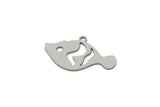 Steel Fish Charm, 12 Stainless Steel Fish Charms With 1 Loop, Findings (14x25x0.80mm) SMP2718