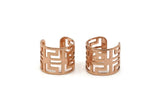 Rose Gold Ring Setting, 2 Rose Gold Plated Brass Adjustable Ring Settings - (16x17mm) / 23 Gauge MN16 Q0317