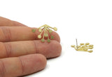 Brass Flower Earring, 6 Raw Brass Flower Shaped Stud Earrings (17.5x26x0.60mm) SMP3329