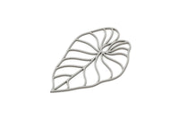 Steel Leaf Charm, 4 Stainless Steel Leaf Charms, Charm Pendants, Earring Findings (42x29x0.80mm) SMP2708