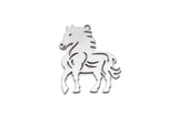 Steel Horse Charm, 6 Stainless Steel Horse Charms With 1 Loop, For Jewelry Making (30x22x0.80mm) SMP3000
