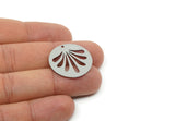 Customized Charm, For Jewelry Making Brass/Steel/Copper Geometric Shaped Flower Charm With 1 Hole, Round Personalized Jewelry (25mm) SMP3190