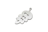 Steel Leaf Charm, 10 Stainless Steel Leaf Charms With 1 Loop, Findings (30x15.5x0.80mm) SMP2944