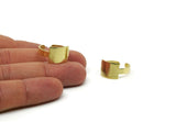 Brass Ring, 2 Raw Brass Adjustable Rectangle Rings N0111