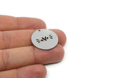 Customized Charm, For Jewelry Making Brass/Steel/Copper Geometric Shaped Heart Charm With 1 Hole, Round Personalized Jewelry (25mm) SMP3176
