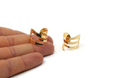 Gold Fork Ring, 2 Gold Plated Brass Adjustable Ring Setting - 16-17mm / 23 Gauge Mn06 Q0318