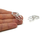 Silver Claw Ring, Silver Tone Brass Adjustable Ring Blanks With 6 Claw For Natural Stones N0116