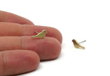 Brass Bird Earring, 8 Raw Brass Bird Stud Earrings (5x12x1.2mm) SMP3287