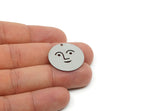 Customized Charm, For Jewelry Making Brass/Steel/Copper Geometric Shaped Face Charm With 1 Hole, Round Personalized Jewelry (25mm) SMP3169