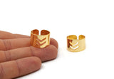 Gold Chevron Ring, Gold Plated Brass Adjustable Double Chevron Ring (19mm) A0885 Q0316