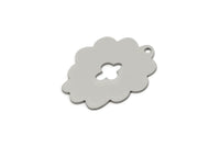 Steel Cloud Charm, 6 Stainless Steel Cloud Shaped Charms With 1 Loop, Earring Charms, Findings (25x19x0.80mm) SMP2716