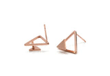 Rose Gold Triangle Earring, 4 Rose Gold Plated Brass Triangle Stud Earrings (13x15x1mm) E370 Q0524