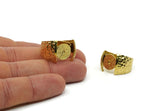 Brass Hammered Ring, Raw Brass Hammered Ring With 11mm Stone Settings (18mm) N0123