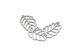 Steel Leaf Charm, Stainless Steel Leaf Charms With 2 Loops, Connectors, Bracelet Connector, Necklace Findings (23x40x0.80mm) SMP3310